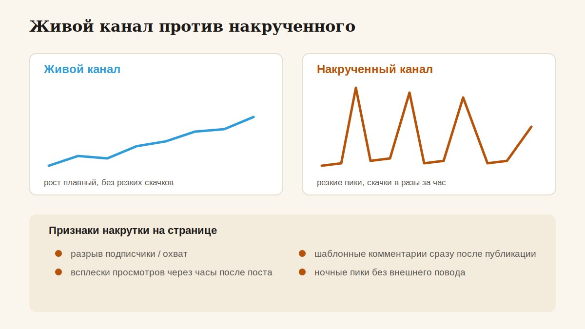 Признаки накрутки подписчиков в Telegram-канале на графике роста