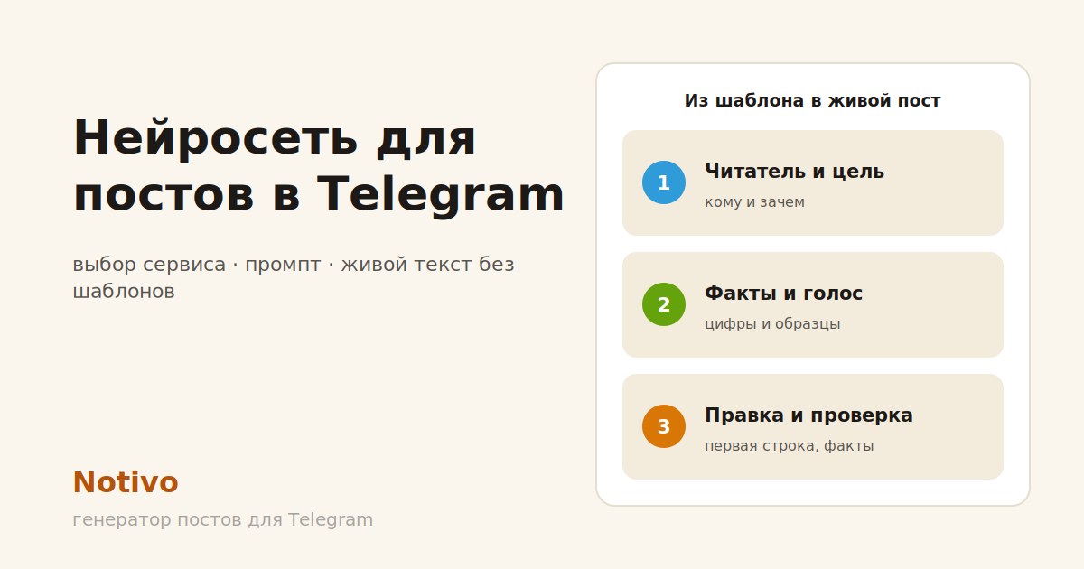 Нейросеть для постов в Telegram: выбор сервиса, промпт, правка и проверка