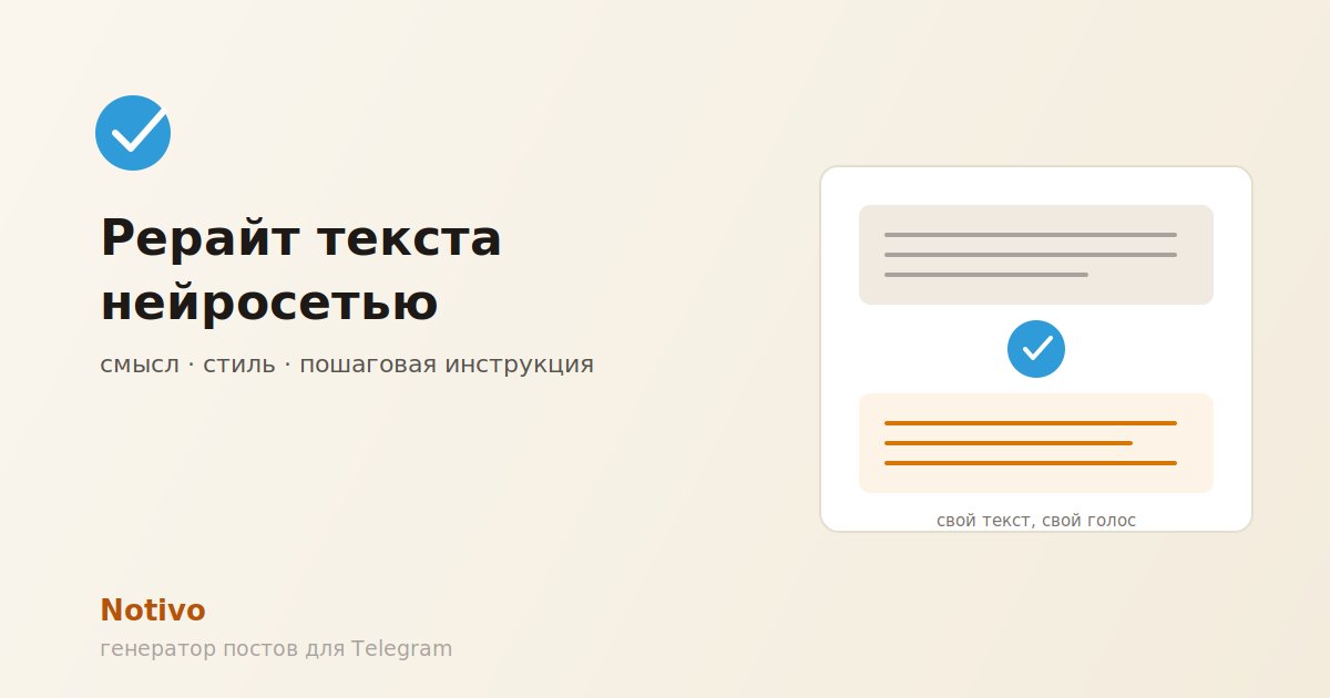 Рерайт текста нейросетью для Telegram: как сохранить стиль и смысл